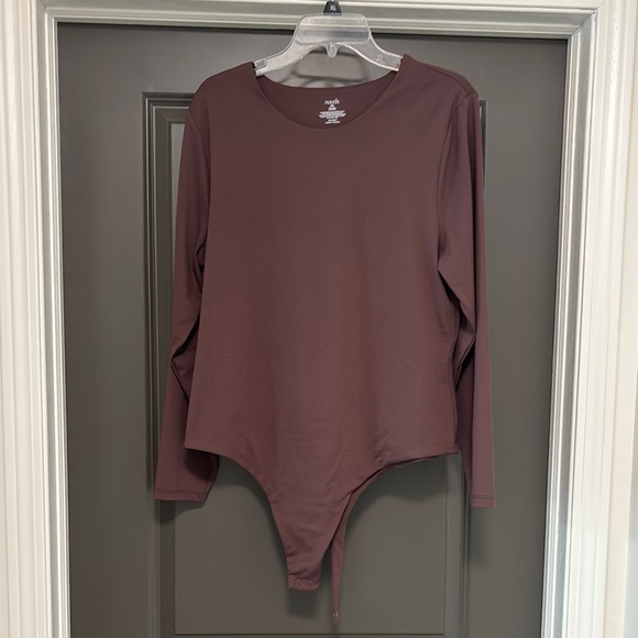 Nuuds Long Sleeve scoop neck Body suit coffee brown XXL NWOT - Picture 4 of 6